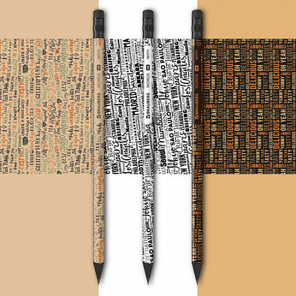 Карандаш чернографитный BRAUBERG "WORDS", 1 шт., HB, с ластиком, корпус ассорти, 181771