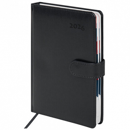 Ежедневник датированный 2026 А5 148х218 мм, GALANT "Ritter", под кожу, черный, 117491