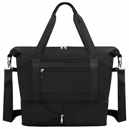 Сумка дорожная HEIKKI EXPAND (ХЕЙКИ), трансформер, багажная лента, черная, 40,5х23х42 см, 273875