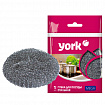 Губка (мочалка) металлическая, 40г, МЕГА, для посуды, гриля, плиты, YORK, 003030