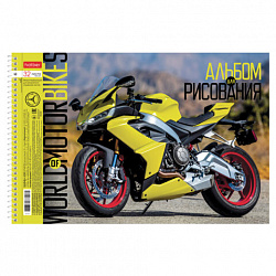 Альбом для рисования А4 32 л., спираль, обложка картон, HATBER, 198х300 мм, "Мото" (5 видов), 074763, 32А4Всп