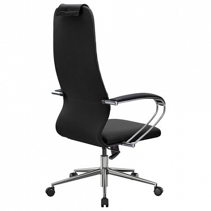 Кресло офисное МЕТТА "SU-B-10" хром, ткань-сетка, сиденье и спинка мягкие, черное