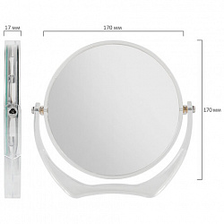 Зеркало настольное BRABIX, круглое, диаметр 17 см, двустороннее, с увеличением, прозрачная рамка, 607424