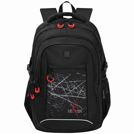 Рюкзак BRAUBERG CONTENT универсальный, 3 отделения, светоотражающий принт, "Br(ok)en", 47х33х18 см, 273845