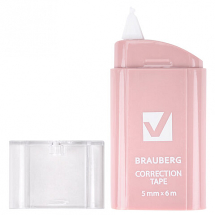Корректирующая лента BRAUBERG COMPACT PASTEL, 5 мм х 6 м, КОМПЛЕКТ 6 штук, пенал с zip-lock, 272496