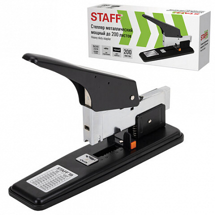 Степлер МОЩНЫЙ №24/6-23/24 металлический STAFF "HEAVY DUTY ECO", до 200 листов, черный, 272737