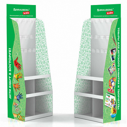 Стойка напольная BRAUBERG KIDS, 180х60х40 см, 3 полки, 16 крючков, 505973