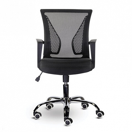 Кресло BRABIX "Wings MG-304", пластик черный, хром, сетка, черное, 532016