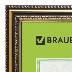 Рамка 21х30 см небьющаяся, пластик, багет 30 мм, BRAUBERG "HIT4", золото, 391000