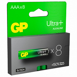 Батарейки КОМПЛЕКТ 8 шт., GP Ultra Plus G-Tech, AAA (LR03), алкалиновые, мизинчиковые, 24AUPA21-2CRB8