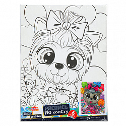 Картина детская по контуру, АССОРТИ 7 видов, 15х20 см, на подрамнике, акрил, кисти, МУЛЬТИ АРТ, 5896