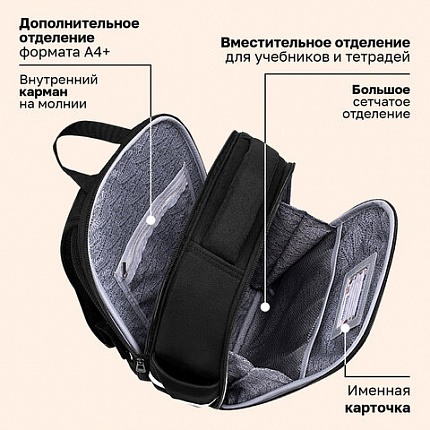 Ранец BRAUBERG FIT, 2 отделения, "Золотые бабочки", 38х27х14 см, 274383