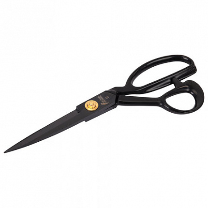Ножницы портновские 240 мм, КЛАССИЧЕСКИЕ, черные, ручки с силиконовым покрытием, ОСТРОВ СОКРОВИЩ, 665598