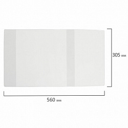 Обложка ПВХ со штрихкодом для школьных журналов и учебников А4 БОЛЬШОГО ФОРМАТА, ПЛОТНАЯ, 120 мкм, 305х560 мм, прозрачная, ПИФАГОР, 229339