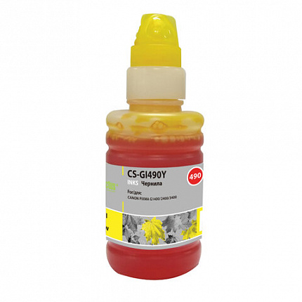 Чернила CACTUS (CS-GI490Y) для СНПЧ CANON Pixma G1400/G2400/G3400, желтые, 0,1 л