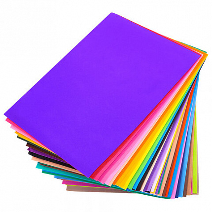 Пористая резина/фоамиран А4, 1 мм, 55 листов, 55 цветов, яркие цвета, ОСТРОВ СОКРОВИЩ, 665662