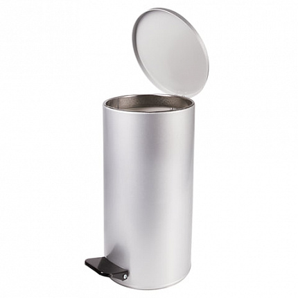 Ведро мусорное с педалью 30 литров, УСИЛЕННОЕ, серое, оцинкованная сталь, ТИТАН