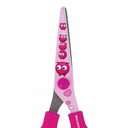 Ножницы 130 мм с цветной печатью "Поросята", розовые, закругленные, BRAUBERG KIDS, 232272