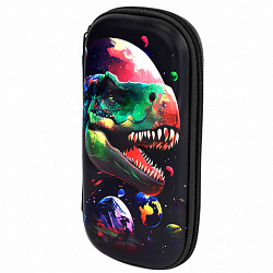 Пенал ЮНЛАНДИЯ, 1 отделение, 1 откидная планка, карман, EVA покрытие soft-touch, 22х10х5 см, "Galaxy Dino", 273188