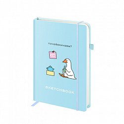 Скетчбук, слоновая кость 140 г/м2, 130х210 мм, 80 л., софт-тач, резинка, BRAUBERG ART CLASSIC, "Милый гусь", 116469