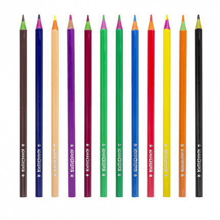 Карандаши цветные ЮНЛАНДИЯ "КАРНАВАЛ", 12 цветов, пластиковые, заточенные, трехгранный корпус, 181684