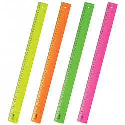 Линейка пластиковая 50 см, "Neon", неоновая, ассорти, ЛН-31443