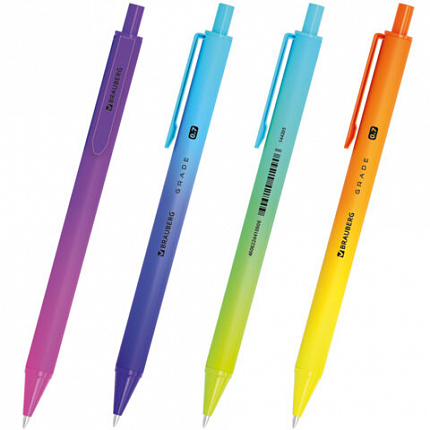 Ручка шариковая автоматическая BRAUBERG "Grade", корпус soft-touch, СИНЯЯ, пишущий узел 0,7 мм, линия письма 0,35 мм, 144205