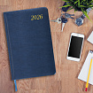 Еженедельник датированный 2026, А5, 145х215 мм, BRAUBERG "Iguana", под кожу, синий, 117170