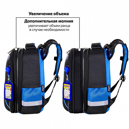 Ранец ЮНЛАНДИЯ EXTRA с дополнительным объемом, 2 отделения, "Soccer ball", 38х29х18 см, 270677