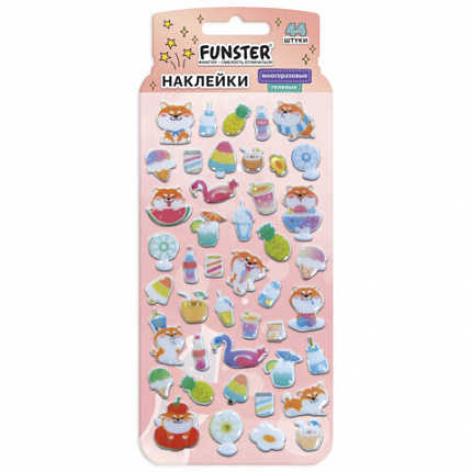 Наклейки гелевые "Вкусный микс", 17,5х9 см, ассорти 6 видов, FUNSTER (ФАНСТЕР), 666082