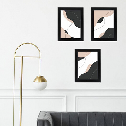 Рамка 21х30 см небьющаяся, КОМПЛЕКТ 3 шт., багет 29 мм, МДФ, BRAUBERG "Basic", черная, 391261