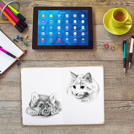 Скетчбук, белая бумага 160 г/м, 145х203 мм, 64 л., резинка, твердый, BRAUBERG ART CLASSIC "Это Кот", 114589