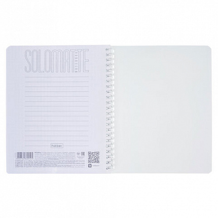 Тетрадь А5, 96 л., HATBER, гребень, клетка, Soft-touch ламинация, СОЛО "Черный бархат", 092869, 96Т5лВ1гр