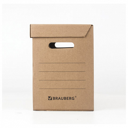 Короб архивный "Делопроизводство" (325х235х325 мм), с крышкой, гофрокартон, BRAUBERG, 129999
