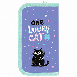 Пенал ПИФАГОР, 2 отделения, ламинированный картон, 19х11 см, "Funny cats", 273481