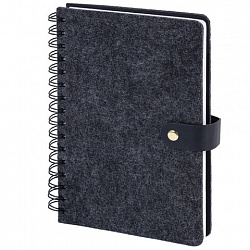 Ежедневник недатированный, А5, 135х210 мм, BRAUBERG "Felt", на гребне, войлок, застежка на кнопке, 160 л., черный, 117132