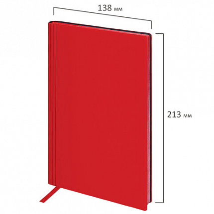 Блокнот А5 138x213 мм, BRAUBERG "Personal", под кожу, 80 листов, клетка, красный, 116609