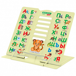 Подставка для книг BRAUBERG KIDS mini, "Animals", с алфавитом, регулируемый угол наклона, металлическая, 238965