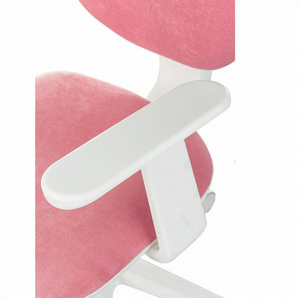 Кресло детское BRABIX "Fancy MG-201W", с подлокотниками, пластик белый, ткань вельветовая, розовое, 533009