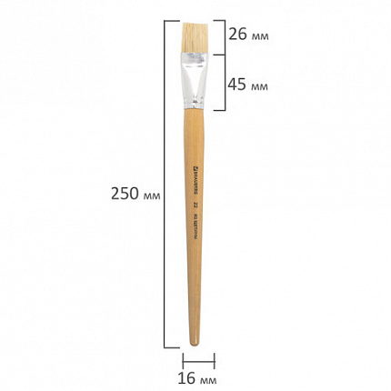 Кисть BRAUBERG, щетина, плоская, № 22, 200207