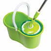 Швабра с отжимом и ведром 7л/5л, отжим центрифуга / рукоятка, 2 круглые насадки, крепление кольцо, зеленый, LAIMA 603624