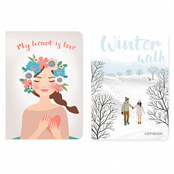 Тетради-скетчбуки 60 л. обложка SoftTouch, НАБОР 2 шт., бежевая бумага 70 г/м2, сшивка, B5 (179х250 мм), ROMANTIC, BRAUBERG, 403832