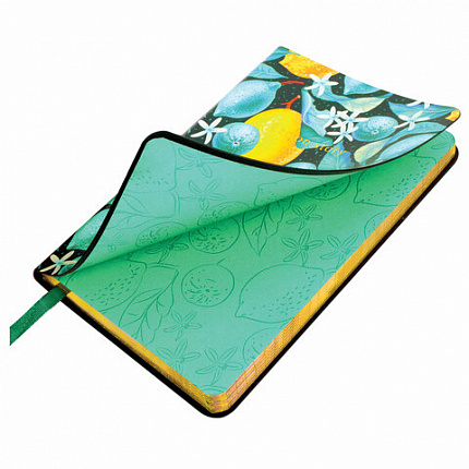 Блокнот МАЛЫЙ ФОРМАТ (100х150 мм) А6, BRAUBERG VISTA "Lemon Story", под кожу, гибкий, срез фольга, 80 л., 112096