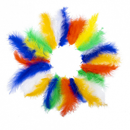 Перья декоративные страусиные, 10-12 см, 24 шт., 6 цветов, яркие, ассорти, ОСТРОВ СОКРОВИЩ, 661378