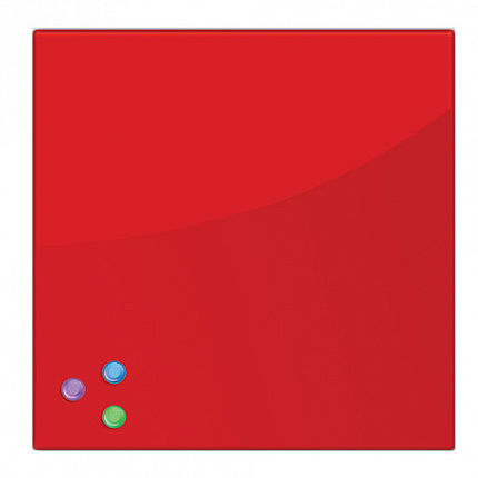 Доска магнитно-маркерная стеклянная 45х45 см, 3 магнита, КРАСНАЯ, BRAUBERG, 236737