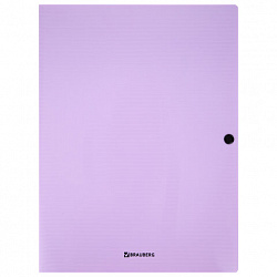 Папка на кнопке пластиковая BRAUBERG "PASTEL", А4, 3 клапана, 600 мкм, цвета ассорти, 272886