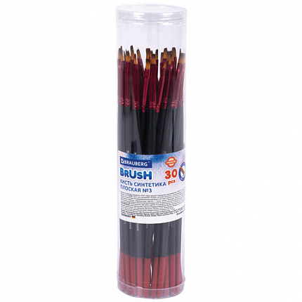 Кисть синтетика, плоская № 3, BRAUBERG PREMIUM, 201012