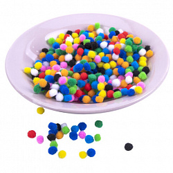 Помпоны для творчества, 10 цветов, 8 мм, 60 шт., ОСТРОВ СОКРОВИЩ, 661422