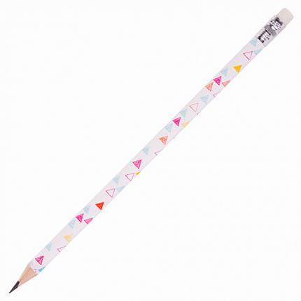 Карандаш чернографитный ЮНЛАНДИЯ "ГЕОМЕТРИЯ", 1 шт., HB, с ластиком, корпус ассорти, 181775