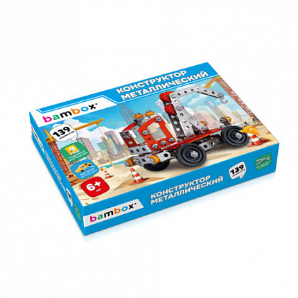 Конструктор металлический "Кран", цветной, с подвижными деталями, 139 элементов, BAMBOX, 667032